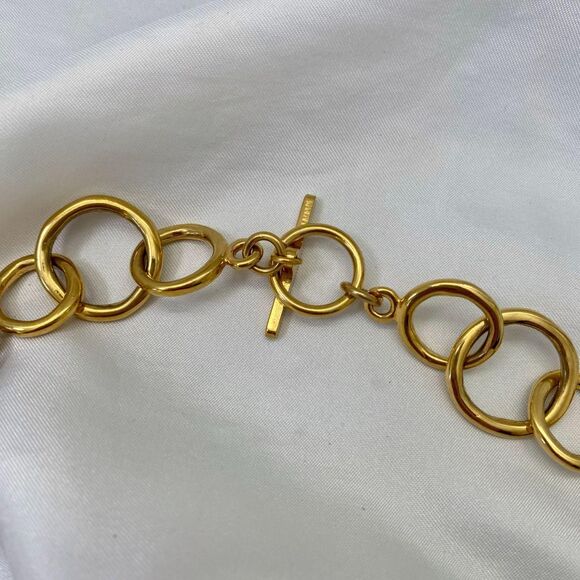 Early 2000's Chunky Gold Metal Chainlink Leo Lion Waist Toggle Belt 32.5" - Picture 4 of 6